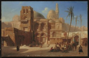El Santo Sepulcro en Jerusalén (óleo sobre tabla) de Eugene Flandin