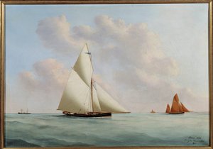 Yate Sylphe en regata. Pintura de Eugene Margueritte-Grandin este Eugene Grandin (1833-1916)