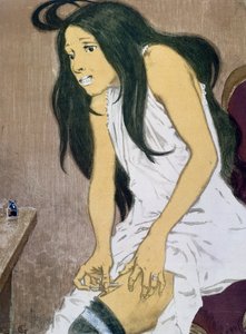Una drogadicta inyectándose, principios del siglo XX