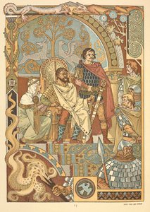 Un rey en su trono, en la corte. de Eugene Grasset