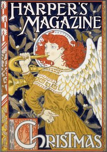 Ángel tocando la trompeta - Cartel navideño americano para 