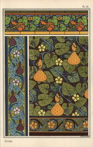 Calabaza en patrones de papel tapiz, vidrieras y telas de Eugene Grasset