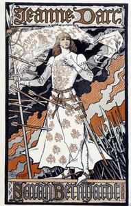 Cartel "Juana de Arco" (Henriette Rosine Bernard, conocida como Sarah Bernhardt (1844-1923) actúa en Juana de Arco). Sd. circa 1890 de Eugene Grasset