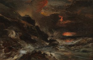Una tormenta frente a la costa de Normandía, probablemente 1850s