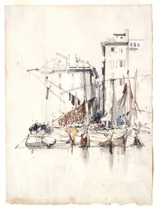 Junto al mar - Pueblo de pescadores de Eugene Isabey