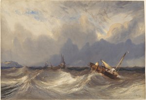 Barcos de pesca sacudidos antes de una tormenta de Eugene Isabey