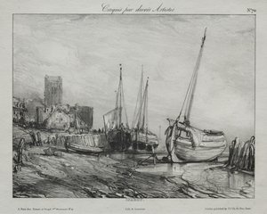 Barcos de pesca en la playa de Eugene Isabey