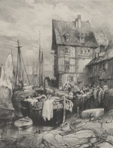Interior de un puerto de Eugene Isabey