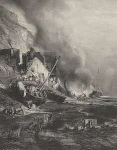 Reequipamiento de un Barco en Marea Baja, 1833 de Eugene Isabey