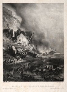 Seis marines: Radoub de una barca en marea baja, 1833 de Eugene Isabey