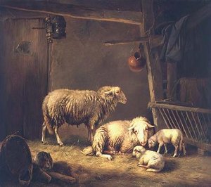 Ovejas en un establo de Eugene Joseph Verboeckhoven