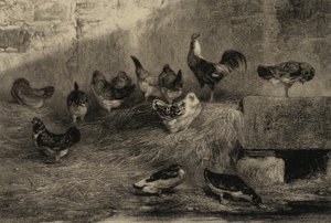 Gallinas y patos de Eugene Leroux