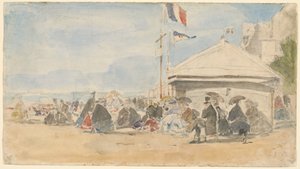 Casa de playa con banderas en Trouville