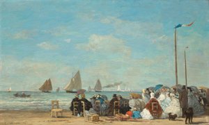 Escena de playa en Trouville de Eugene Louis Boudin