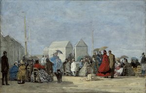 Escena de playa en Trouville, 1864 de Eugene Louis Boudin