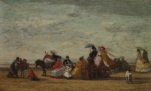 Escena de playa, c. 1865-1867 (óleo sobre tabla de madera) de Eugene Louis Boudin