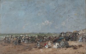 Escena de playa en Trouville, c.1870-74 de Eugene Louis Boudin