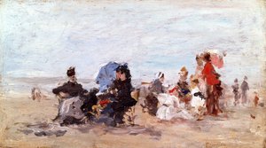 Playa cerca de Deauville, c.1874 de Eugene Louis Boudin