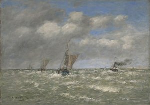 Barcos regresando al puerto, Trouville, 1894 de Eugene Louis Boudin