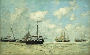 Barcos en la Orilla en Scheveningen; Scheveningue, Bateaux Echoues sur la Greve, 1875