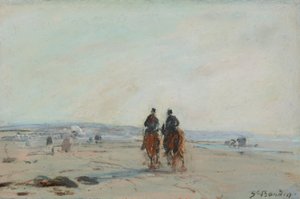 Dos jinetes en la playa, c.1864-68 de Eugene Louis Boudin