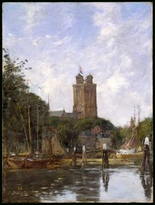 Dordrecht, la Grote Kerk desde el canal, 1884