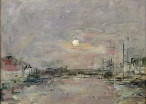 Anochecer en el muelle comercial de Le Havre, c.1892-94 de Eugene Louis Boudin