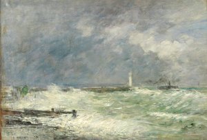 Entrada al puerto de Le Havre en clima tormentoso, 1895 de Eugene Louis Boudin