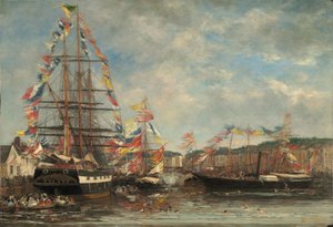 Festival en el Puerto de Honfleur, 1858 de Eugene Louis Boudin