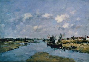 La Canche en Marea Baja, Etaples de Eugene Louis Boudin