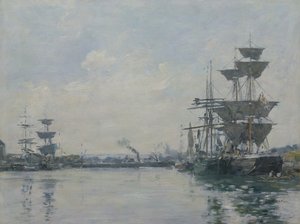 Le Havre, barcos en un estanque de Eugene Louis Boudin