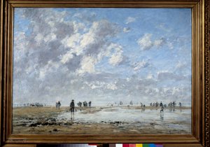 Marea baja en Etaples Pintura de Eugène Louis Boudin (1824-1898)