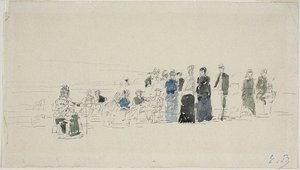 Enaguas en la playa (recto); Mujeres bretonas en la playa (verso) de Eugene Louis Boudin