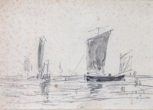 Barcos de vela en el mar de Eugene Louis Boudin