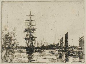 Paisaje marino con barcos
