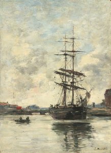 Barco en el Touques, c. 1888-1895 de Eugene Louis Boudin