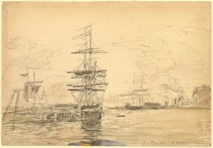 Barcos en el puerto, c. 1875 de Eugene Louis Boudin