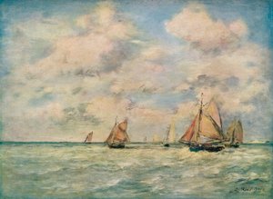 Sortie Des Barques A Trouville, siglo XIX de Eugene Louis Boudin