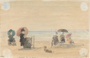 Sombrillas, Trouville de Eugene Louis Boudin