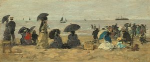 La playa, 1877 de Eugene Louis Boudin