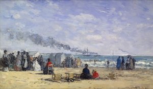 La playa de Trouville a la hora del baño, 1868 de Eugene Louis Boudin