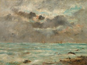 La costa de Trouville, c.1865-1900 (óleo sobre tela) de Eugene Louis Boudin