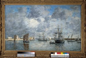 El Puerto de Carnaret Pintura de Eugene Louis Boudin (1824-1898). 1872. Dim. 0.55 x 0.89 m. París, Museo de Orsay de Eugene Louis Boudin