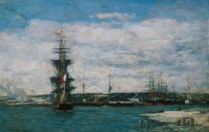 El puerto de Havre, c.1864-66 de Eugene Louis Boudin