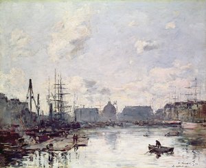 El puerto de comercio, Le Havre, 1892 de Eugene Louis Boudin