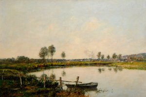 Los prados de agua en Deauville, Francia (óleo sobre lienzo) de Eugene Louis Boudin