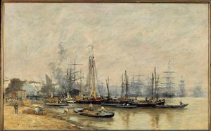 El puerto de Burdeos. Barcos en el Garona. Pintura de Eugene Louis Boudin (1824-1898) 1874 París, Museo de Orsay de Eugene Louis Boudin