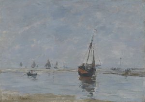 Trouville en marea baja, c.1888-95 de Eugene Louis Boudin