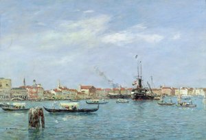 Venecia, el Gran Canal, barco de vapor austriaco, 1895 de Eugene Louis Boudin