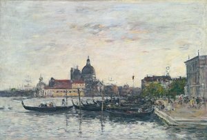 Venecia, el Muelle en la entrada del Gran Canal y la Salute, tarde, 1895 de Eugene Louis Boudin
